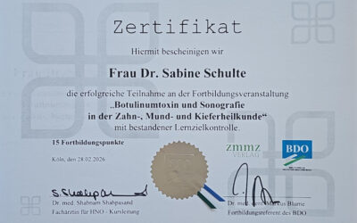 Fortbildung zu Bruxismus: Dr. Sabine Schulte erweitert ihre fachliche Qualifikation